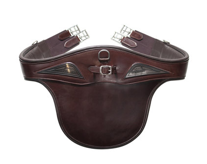 Equiline leather stud guard girth brown