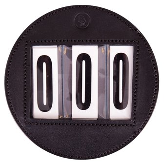 BR Bib numbers round leather 11cm per pair.
